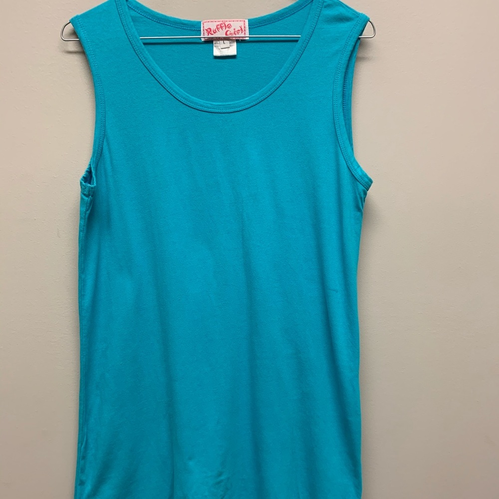 Ruffle Girl Dress Teal Blue Solid Ruffle Hem